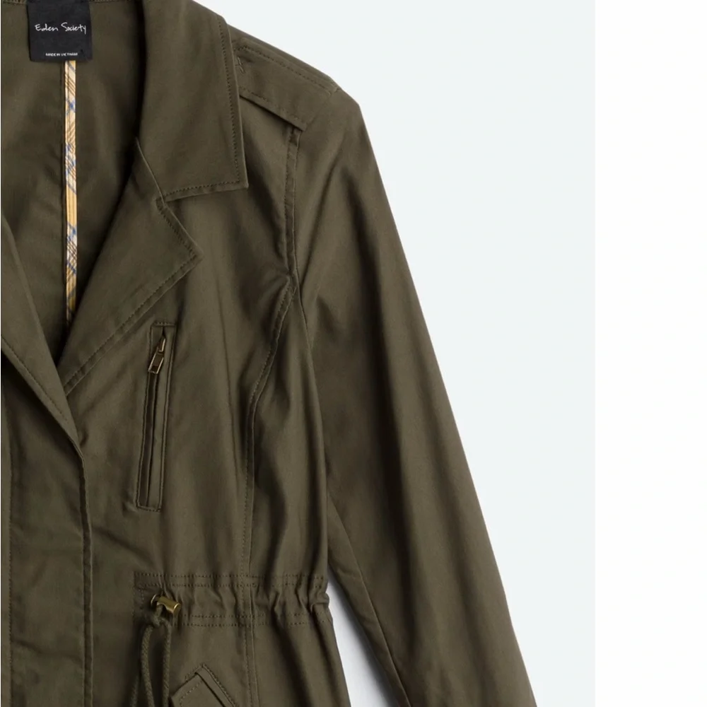 Olive Green Women's Jacket, Eden Society Laysha Cargo Jacket - Picture 2 of 4